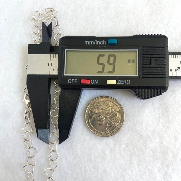 Sterling Silver 925 IBB Dainty 6MM Open Heart Link Chain Necklace 17.5" - Picture 15 of 16